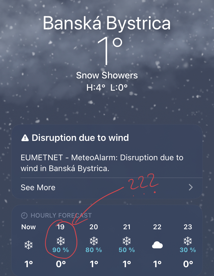 Čo znamená (Zdroj: Weather aplikácia, prístup 7.2.2022)